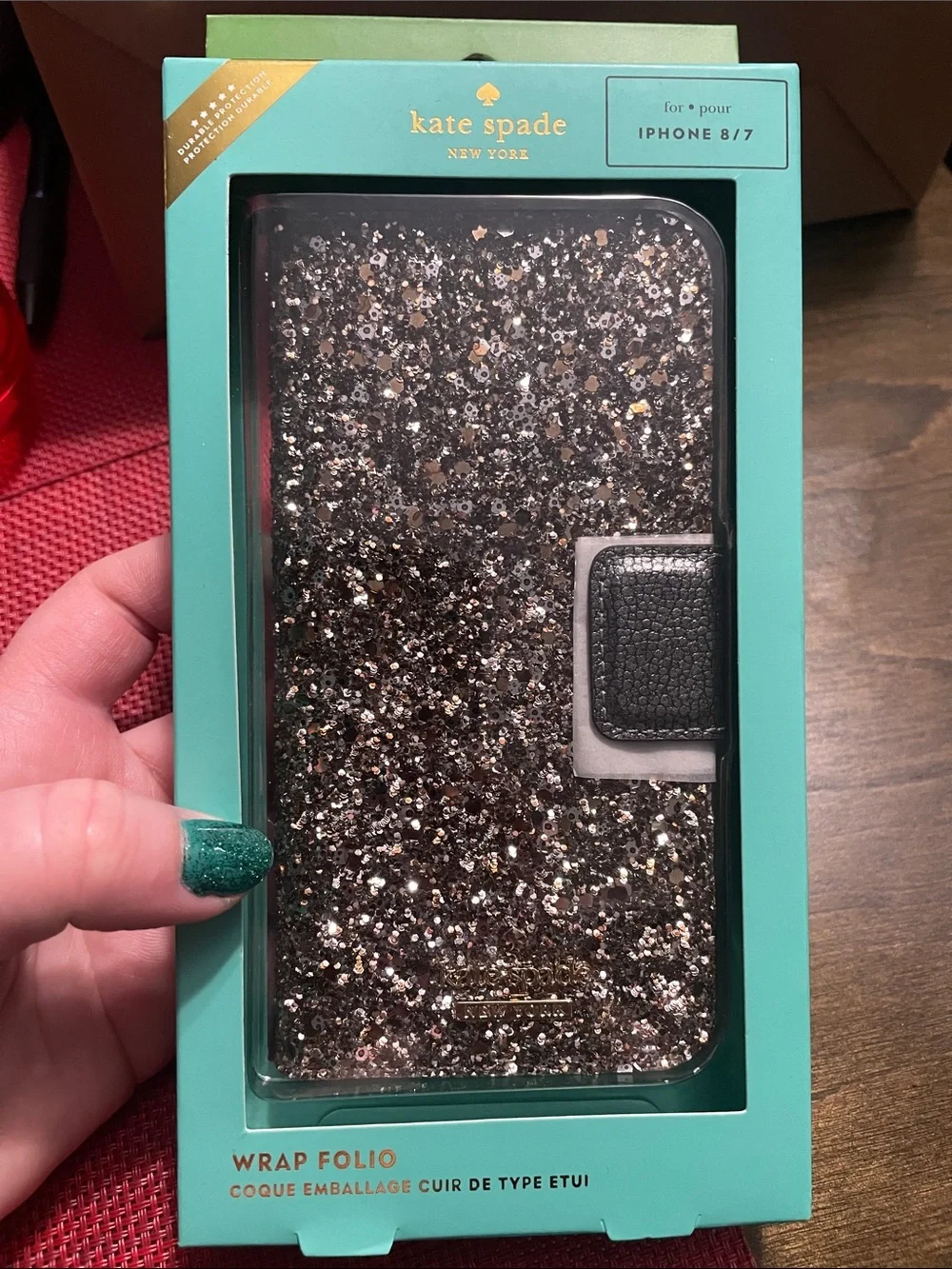 kate spade Glitter Wrap Folio Phone Case in Multi-Color and Black